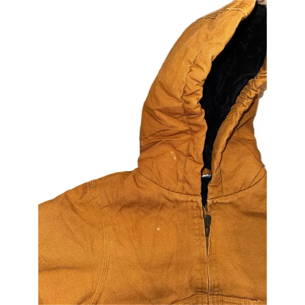 Carhartt Brown Duck Quilt Lined Hooded Jacket Boys 4T Toddler Kids